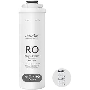 SimPure T1-100 Series RO Filter Replacement Cartridge for Model T1-100, T1-100ALK (Uncompatiable with T1-400 Series), 12 Months Replacement Cartridge (1 Pack)
