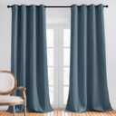 NICETOWN Patio Smoky Blue Curtain Shades - Summer Home Decoration Thermal Insulated Grommet Blackout Draperies/Drapes for Kitchen (2 Panels, 52 inches x 95 inches, Smoky Blue)