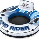 Bestway 43116E Hydro Force Rapid Rider Inflatable River Lake Pool Inner Tube Float with Built in Backrest and Wrap Around Grab Rope, Blue and White