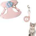Escape Proof Cat Harness and Leash Set, Adjustable Breathable Mesh Kitten Vest with Reflective Strips for Kitty Puppy Bunny, Small Cat Leash and Harness for Walking Training (Pink-M)