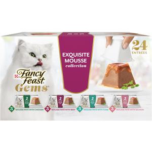 Fancy Feast Gems Pate Cat Food Mousse and a Halo of Savory Gravy Wet Cat Food Variety Pack - (Pack of 12) 4 oz. Boxes (EXP 01/01/27)