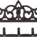 GASAR, Key Holder for Wall Mount, Cast Iron Key Hook, Victorian Design, Screws and Anchors, Large Size of 12 x 5 Inches, Brown, 1 Unit