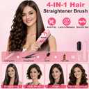 Cordless Hair Straightener Brush, Portable Ionic Plus Frizz-Free Straightening Brush, Rechargeable Touch Up On-the-Go Brush, MCH Fast Heating, 5D Dense Bristles, Auto-Off, Anti-Scald for Women Travel