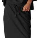 Tankaneo Womens 2 Piece Skirt Sets Oversized 3/4 Sleeve Top and Maxi Skirt Fall Matching Outfits Travel Vacation Set (Black, X-Large)