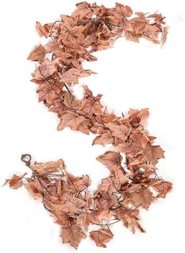 Pink Fall Garland, Fall Garland Maple Leaf, 6FT/PCS for Thanksgiving Christmas Home Outdoor Wedding Decoration (2Pcs) -C Set of 2