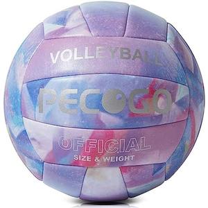 PECOGO Volleyball Size 5 PU Leather Soft Indoor Outdoor Volleyballs Sports Training Game Play Ball for Beginner, Teenager, Adult, 8.2