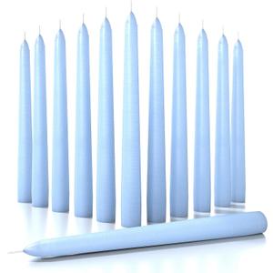 Candwax Light Blue 8 inch Taper Candles Set of 12 - Unscented Smokeless Dripless Tall Candlesticks - Perfect for Special Occasions and Ordinary Dinners and as Easter Candles - Light Blue Candle Sticks