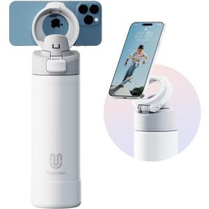 Insulated Magnetic Water Bottle - Reusable Stainless Steel Bottle with MagSafe Compatible Phone Holder - Keeps Cold for 24 Hours - Perfect for Gym, Sports, and Travel - White 24oz