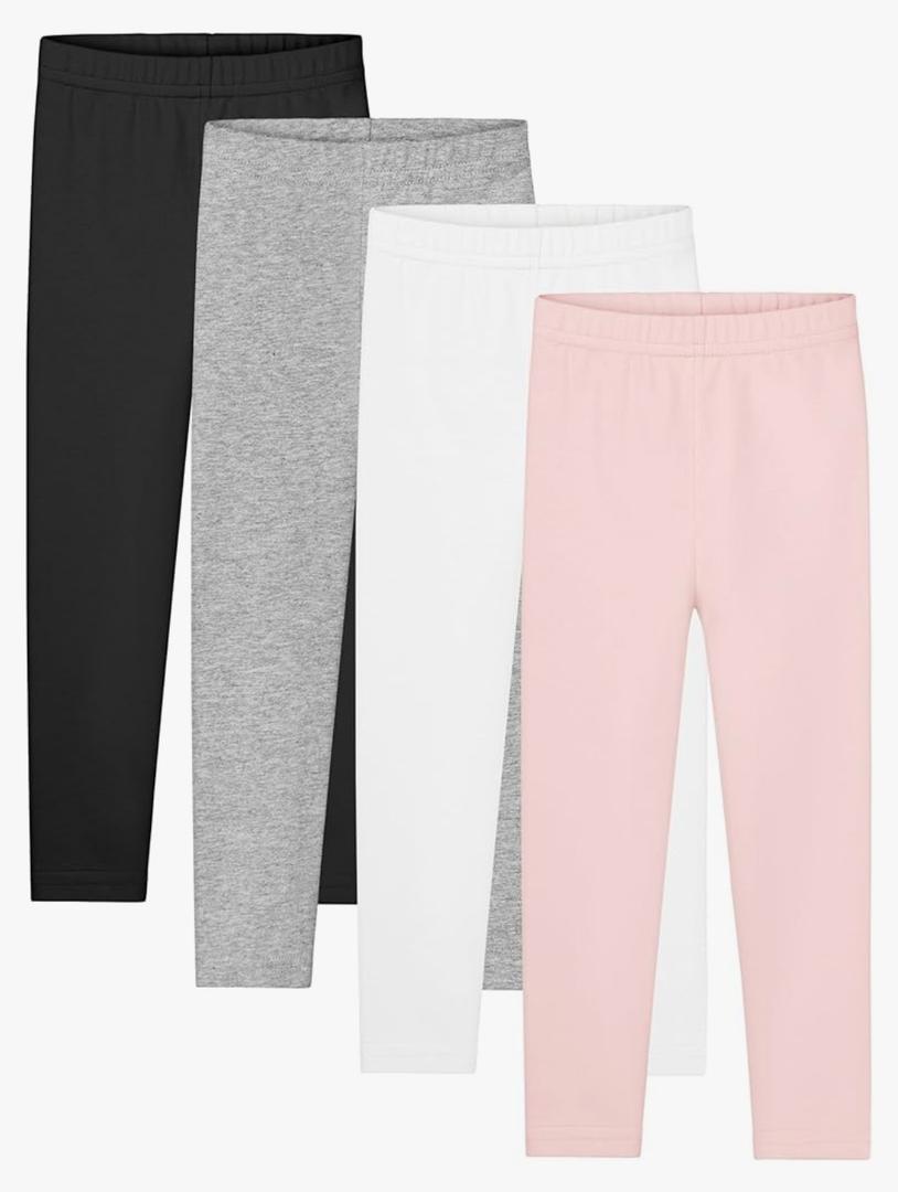 Resinta 4 Packs Toddler and Baby Girls Cotton Leggings Full Length Pants Stretchy Soft Tights Pants for Kids, 9-10Y