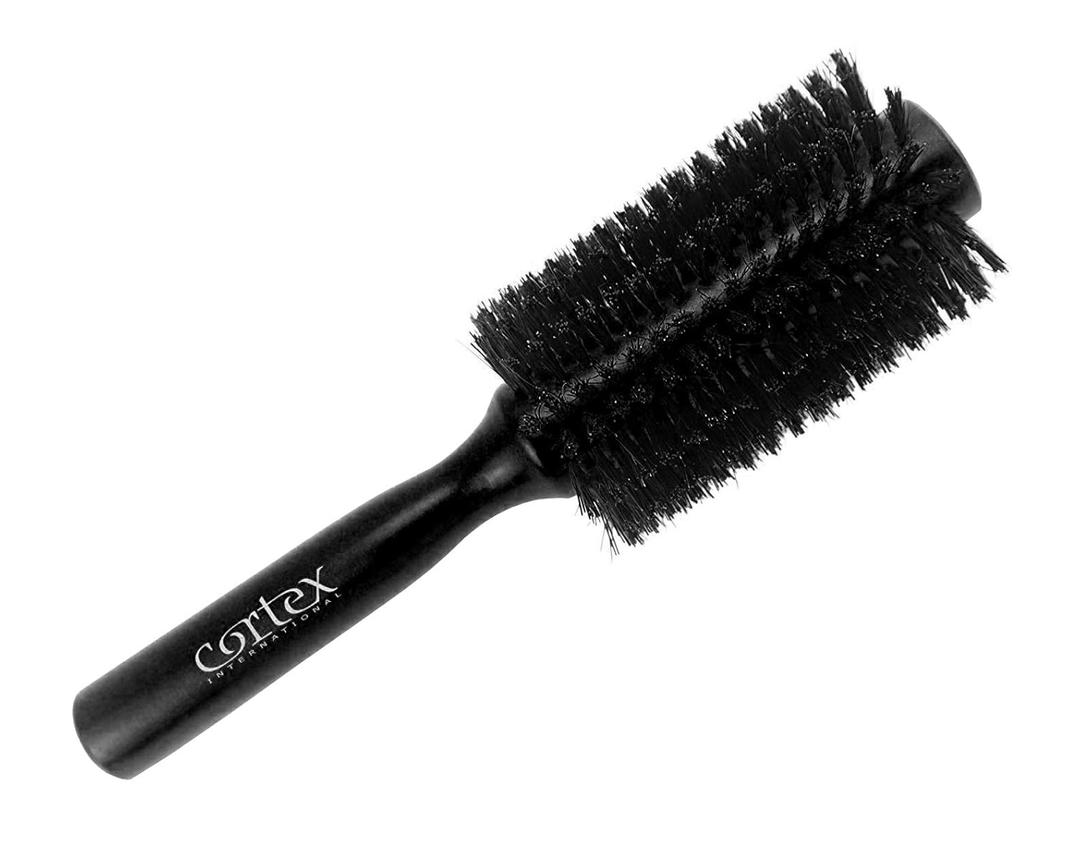 Cortex Professional Natural Bristle Hair Brush, Black 2.75", for Men & Women, for Drying All Hair Types, Fine and Coarse, Wooden Handle