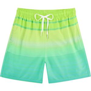 Cozople 7-16T Teen Boys Swim Trunks Quick Dry UPF 50+ Swimwear Bathing Suit for Big Boys Beach Swim Boards Shorts (Yellow Stripes)