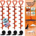 Eurmax USA Trampoline Stakes Heavy Duty Trampoline Parts Steel Stakes Anchor Kit for Trampolines Canopy Anchor Dog Tie Out Stakes -Set of 4 Bonus 4 Strong Belt(Orange)