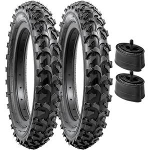 YUNSCM 2-PCS 12.5" Kid Bike Tires 12  X 2  (62-203) and 12.5" Bike Tubes Schrader Valve Compatible with Mountain Bike 12 1/2 X 2 1/4 Bike Tires and Tubes (Y-602)