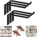 Rustic Wood Floating Shelves - 12 Inch Black Heavy Duty Farmhouse Brackets - 6 Pack