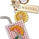 MC577 Little Crystal Orange Juice Lobster Clasp Charm for Women with Velvet Bag (Pink,1 Piece)