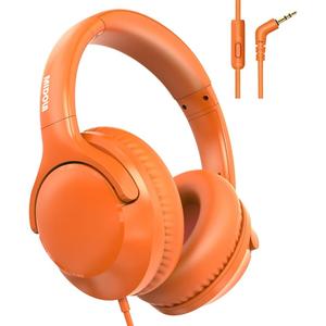 MIDOLA Over-Ear Wired Headphones Decent Sound (Acceptable) with Built-in Microphone, Lightweight Adjustable Foldable, 40 inch Aux 3.5mm Jack Cord for Laptop PC iPad Orange