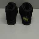 OOW Ankle Platform Boots for Women Genuine Suede Short Winter Snow Boot with Cozy Lined (11 Wide, Black)