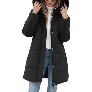 VXVGER Women's Thicken Puffer Coat Winter Warm Fleece Quilted Jacket Padded Parka Coat with Removable Hood Size XXL