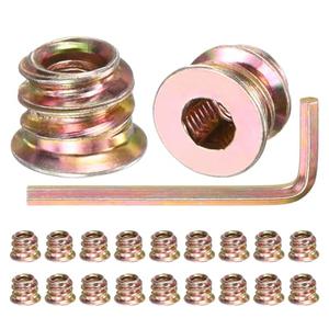 M METERXITY 20-Pack Threaded Inserts for Wood, M4x8mm Hex Drive Threaded Insert Nuts with a Wrench for Wood Furniture, Threaded Screw-in Nuts [Gold Tone]