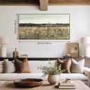 DJSYLIFE Framed Wall Art Decoration, Vintage Wildflower Field Canvas Wall Art, Classical Flowers Landscape Painting Prints, Farmhouse Cottagecore Living Room Decor, Modern Home Bedroom Decor 20"x40"