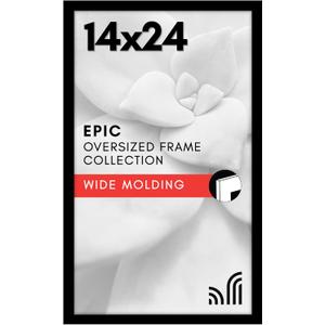 Americanflat 14x24 Poster Frame with Polished Plexiglass - Black Picture Frame - Wide Photo Frames Made of Engineered Wood for Vertical or Horizontal Wall Display - Epic Collection - Black
