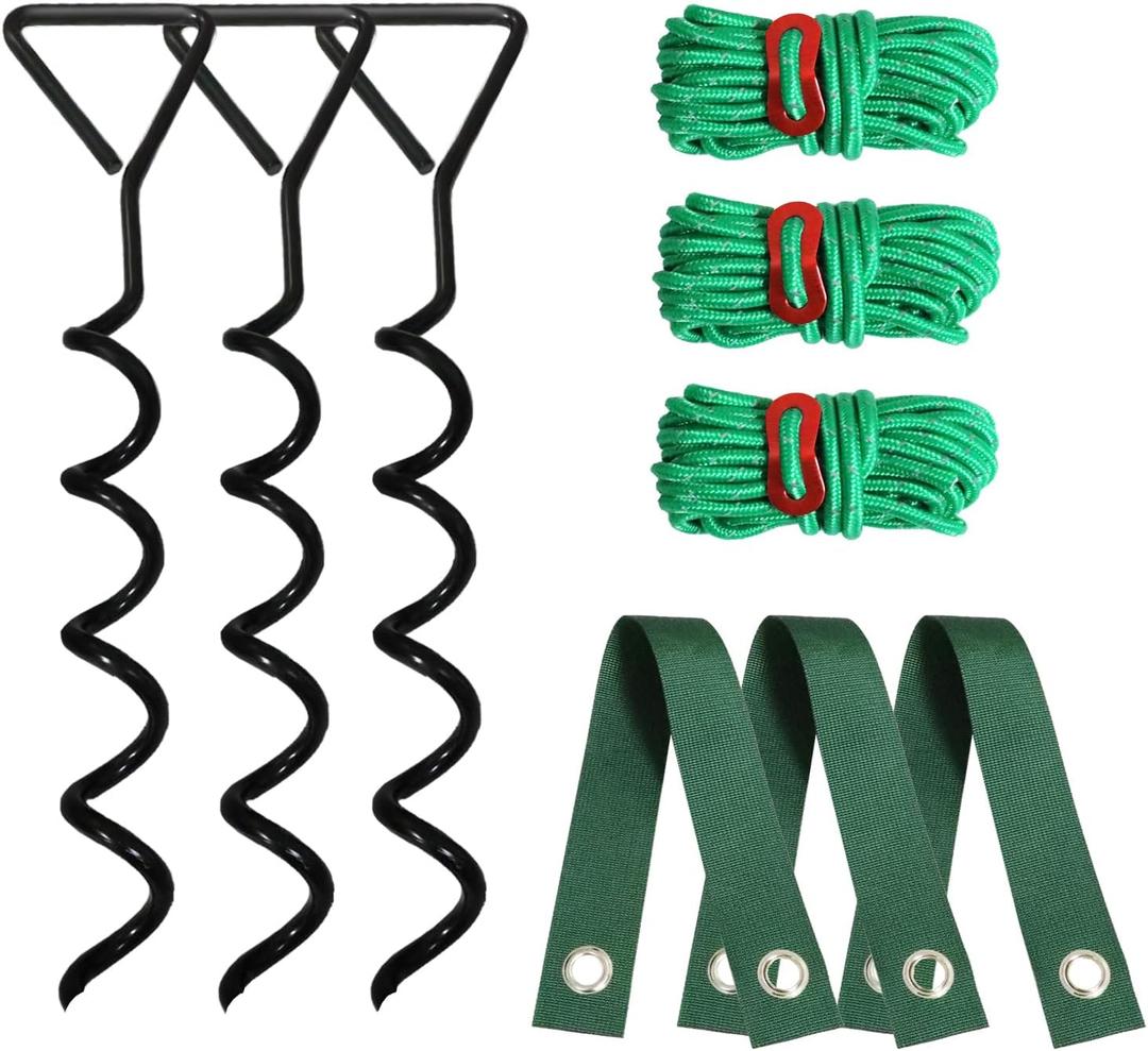 3 PCS Tree Stakes and Supports, Heavy Duty Tree Stake Kit, Steel Spiral Tree Straightening Kit for Young Leaning Trees Against Strong Wind Bad Weather