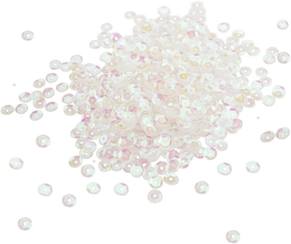 SaktopDeco Bulk Clear Loose Sequins 6 mm Round Cupped Crystal Iridescent Sequins Spangles for Crafts DIY Sewing Embroidery Applique, About 3800 Pieces (Clear)