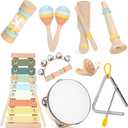 Baby Musical Instruments Set Wooden Montessori Toys for Toddlers 1-3 Percussion Instruments Set Modern Boho Music Toys for Kids Preschool Educational.