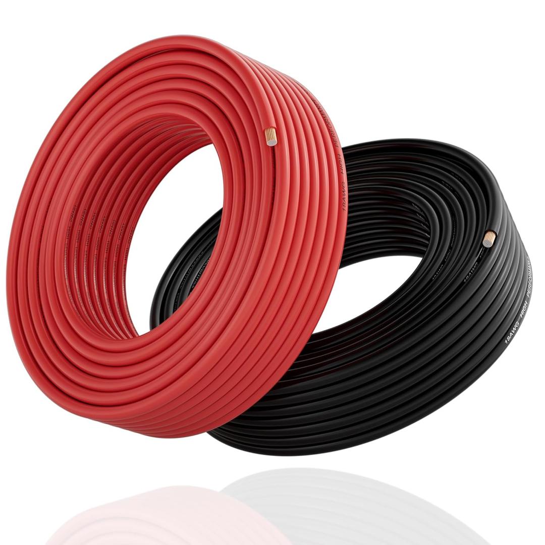 16 Gauge Wire (2-Pack Red/Black Each 50FT), 16AWG CCA, Low Voltage Automotive Primary Harness Wire for Battery, Car Audio, Remote Trailer, Security Alarm, Hook Up Electrical Wires for DIY DC