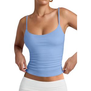 PINKMSTYLE Women's Basic Double Lined Scoop Neck Tank Tops Adjustable Cami Tank Summer Sleeveless Tops 
Small