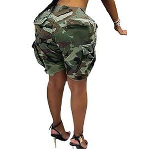 Women Camo Shorts Camouflage Cargo Shorts Women Casual Army Fatigue Shorts with Pockets  2XL 
