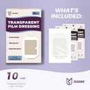3 x Transparent Film Dressing - FSA-HSA, 4"x5" 10 Pack Waterproof Tattoo Aftercare Bandage, Flexible & Breathable Adhesive Protection for Wound Care, Post Surgical Shower, IV Shield