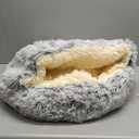 ShinHye Cat Bed Round Plush Fluffy Hooded Cat Bed Cave, Cozy for Indoor Cats or Small Dog beds, Soothing Pet Beds Doughnut Calm Anti-nxiety Dog Bed - Waterproof Bottom Washable (20×20inch, Grey)