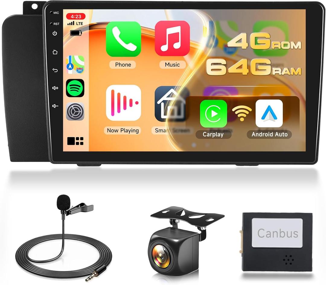 4G+64G Android Stereo for Volvo XC70/V70/S60 2004-2007 Upgrade 9 Inch IPS Touch Screen Head Unit, Driauto Car Stereo with Wireless Carplay Android Auto GPS WiFi DSP Bluetooth FM RDS Backup Camera