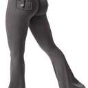 YEOREO CoreFlex Flare Leggings with Pockets for Women Scrunch Workout Leggings Butt Lifting Gym Yoga Pants (Dark Gray)