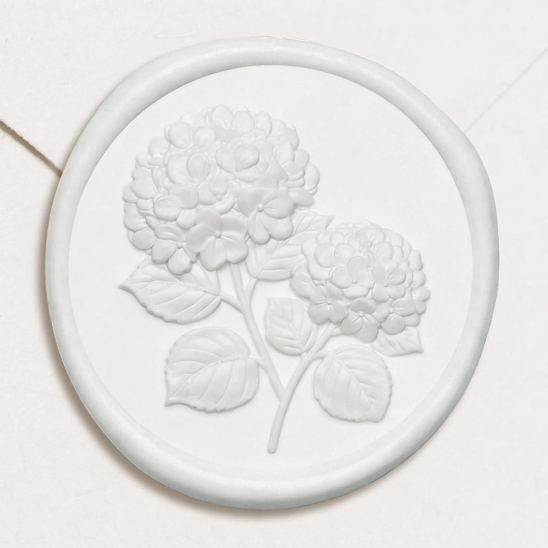 UNIQOOO Wax Seal Stickers - 3D Hydrangea Floral Wedding Invitation Envelope Seal Stickers, 50 Pcs Self- Adhesive White Flower Stickers, Perfect for Invitation, Gift Wrapping, Christmas