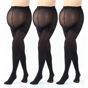 Mepase 3 Pairs Maternity Tights Maternity Stockings for Women Pregnancy Opaque Compression Pantyhose over The Belly (Black)