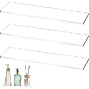 Leinuosen 3 Pcs Clear Medicine Shelves 13 Inch Acrylic Medicine Cabinet Replacement Shelves Suitable for Bathroom Living Room Kitchen Wall Mounted and Hanging Cabinet