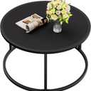 SAYGOER Small Round Coffee Table, Black Coffee Tables for Living Room, Modern Center Table for Small Space Home Office Gardern, 27.6 27.6 17.7inch, Black