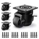 Leveling Casters Heavy Duty with Upgraded Ratchet Handle Design, Adjustable Retractable Casters Set of 4, Swivel Industrial Castor Wheels for Workbench (80F, 4400 Lbs Capacity, Black)