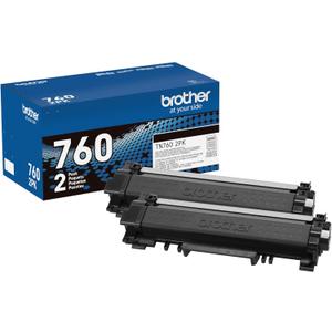 Brother Genuine High-Yield Black Toner Cartridge Twin Pack TN760 2Pk, TN7602PK,2 Pack (High Yield)