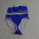 Pink Queen 2025 Women's High Waisted Bikini Sets Two Piece Swimsuit Color Block High Cut Bathing Suits Beach (Medium) Sapphire Blue 