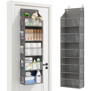 Fixwal 5-Shelf Over The Door Hanging Pantry Organizer, Room Organizer with Clear Plastic Pockets, 25lb Ultra Sturdy & Large Capacity for Closet, Bedroom, Nursery, Bathroom and Sundries