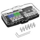 Joinfworld Fused Power Distribution Block Car Audio 4 Way MIDI(Mini-ANL) Fuse Block 12V 0/4 Gauge with Ground for Auto UTV Boat Stereo Amp