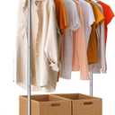 TigerParty Clothes Rack for Hanging Clothes, Sturdy Stainless Steel Clothing Rack, Extendable & Adjustable Rolling Garment Rack with Wheels for Bedroom Laundry Living Room, Silver