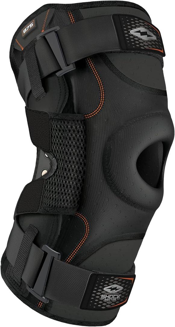 Shock Doctor Knee Brace, Compression Knee Brace for Men & Women, Hinged Knee Brace with Side Stabilizers, Maximum Support, Adjustable Dual Hinges, Knee Braces and Knee Support (Black, X-Large)