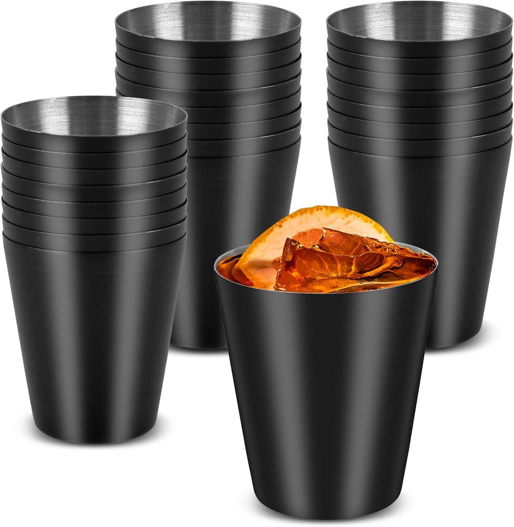 30 Pack Metal Shot Glasses 1 oz Black Stainless Steel Shot Glasses 1.5 Inch Black Shot Glasses Set Unbreakable Shot Glass for Bar Party Cocktail Restaurant Barware Gift ONLY 30ml/1.5inch VERY SMALL