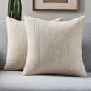FUTEI Oatmeal Decorative Throw Pillow Covers 18x18 Inch Set of 2,Soft Linen Striped Texture Cushion Case,Farmhouse Home Decor for Couch Bed Living Room