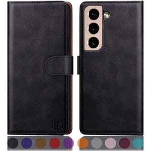 SUANPOT for Samsung Galaxy S22+/S22 Plus 5G with RFID Blocking Leather Wallet case Credit Card Holder,Flip Folio Book Phone case Shockproof Cover Women Men for Samsung S22+ case Wallet Black