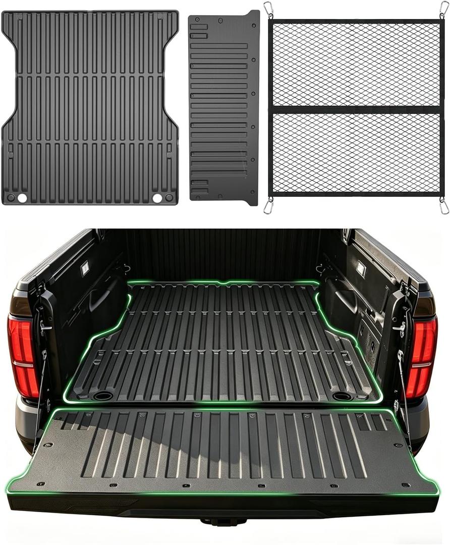 Truck Bed Mat for Toyota Tacoma 2024-2026(Not Fit Drop-in Liners),Heavy Duty Tacoma Accessories TPE Truck Bed Liner (5FT Vehicle),Tailgate Liner Accessories,Heavy Duty Rubber Bed Mat